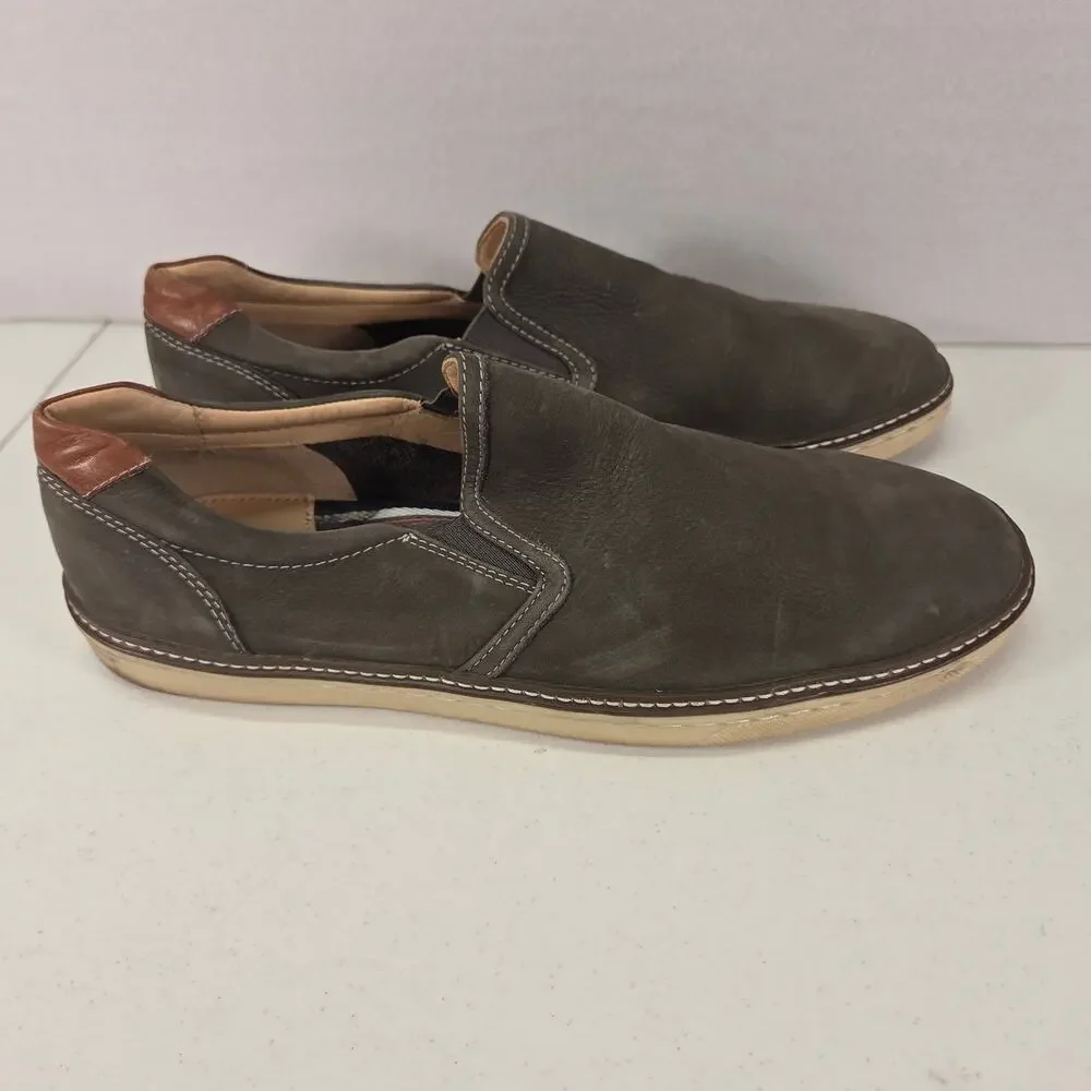 J&M Brown Leather Slip On Loafers Casual Comfort Shoes Mens 11M NWOT